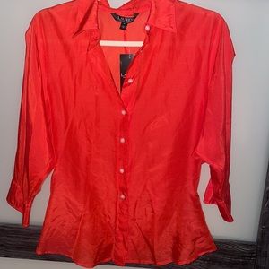 NWT Lauren Ralph Lauren cotton silk button down